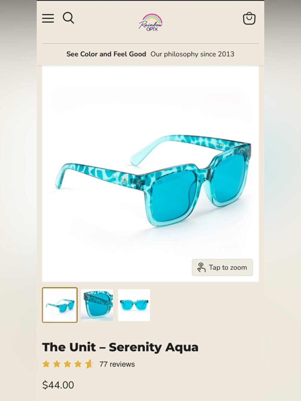 New Rainbow Optix Sunglasses 
The Unit Style in Serenity Aqua